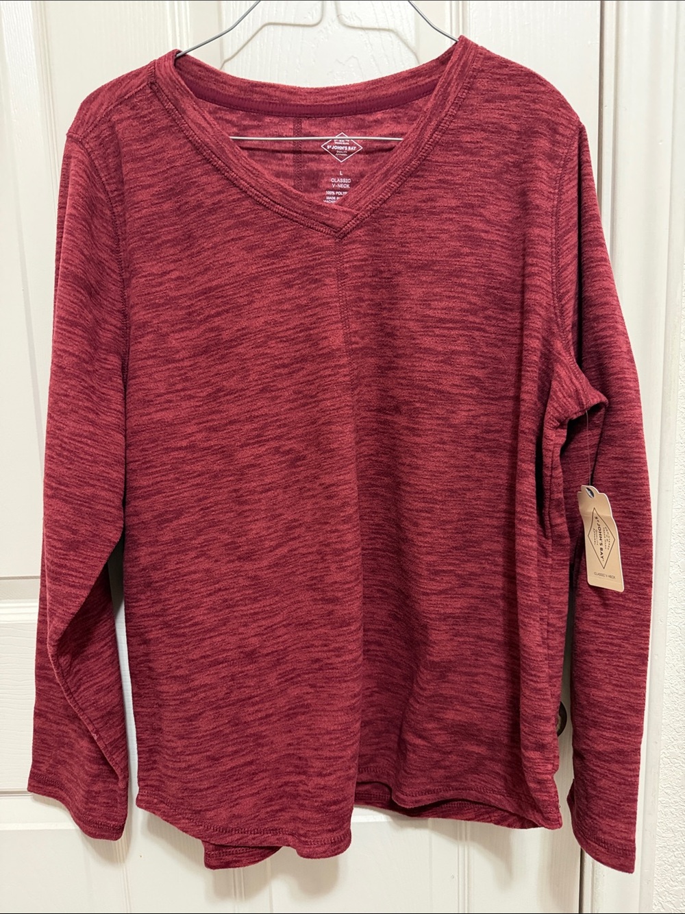 St. John's Bay V-Neck Sweater - Heathered Burgundy